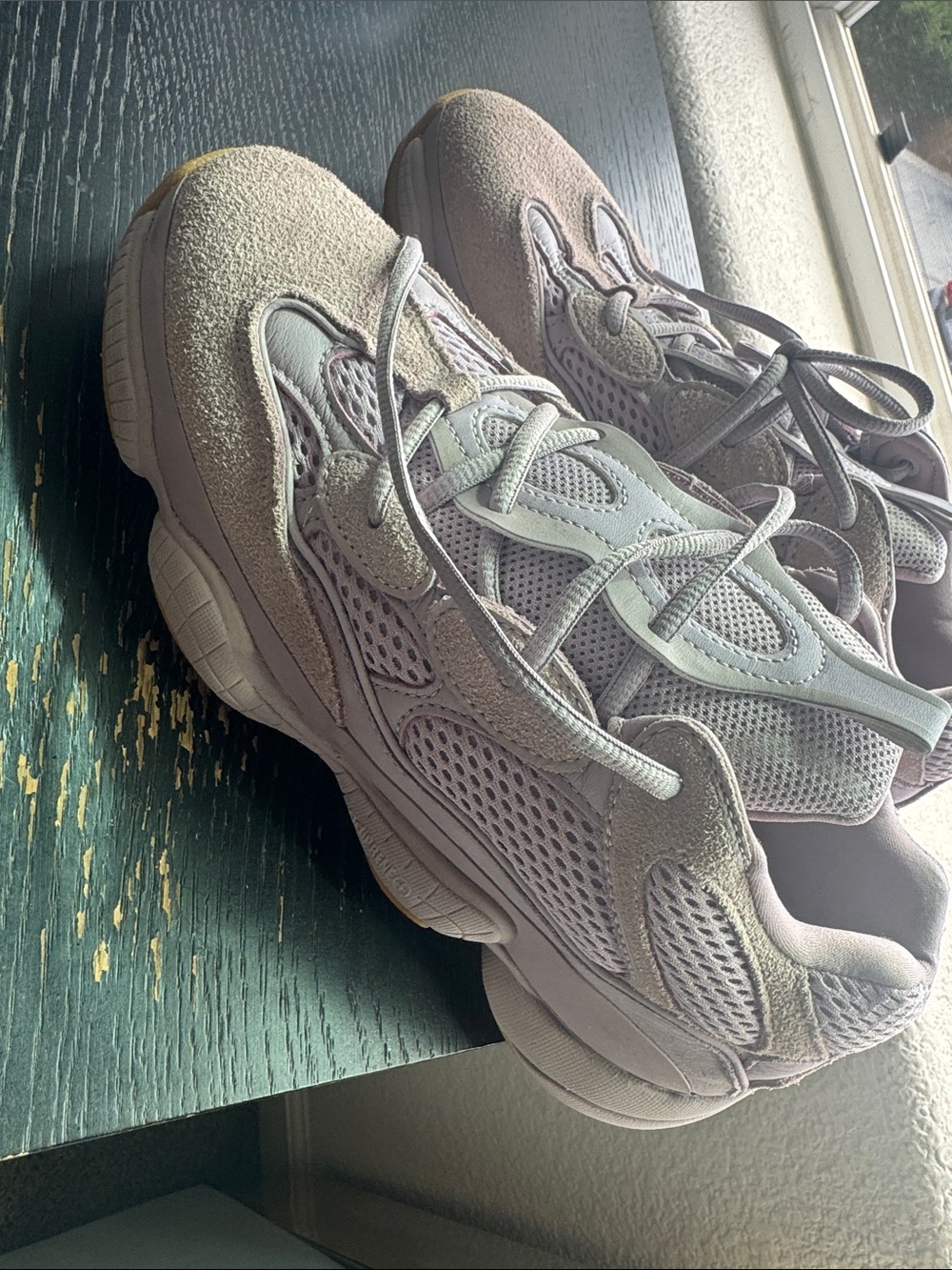 Yeezy Boost 500 Taupe & Light Gray Suede Mesh Sneakers